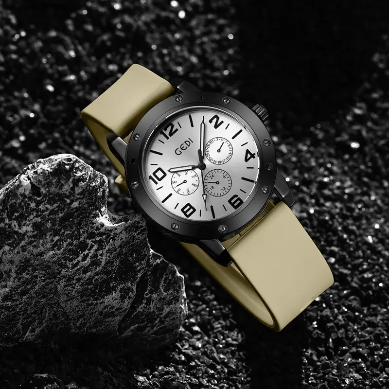 Goldie Men's Black Silicone Sports Watch with Blue Dial