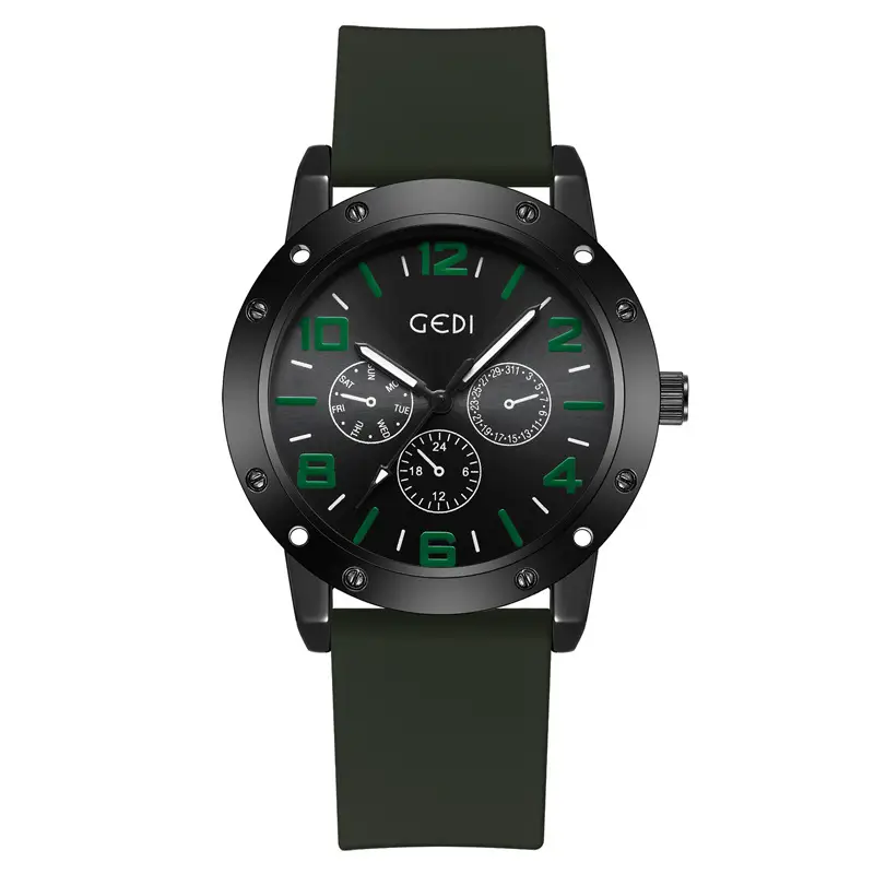 Goldie Men's Black Silicone Sports Watch with Blue Dial