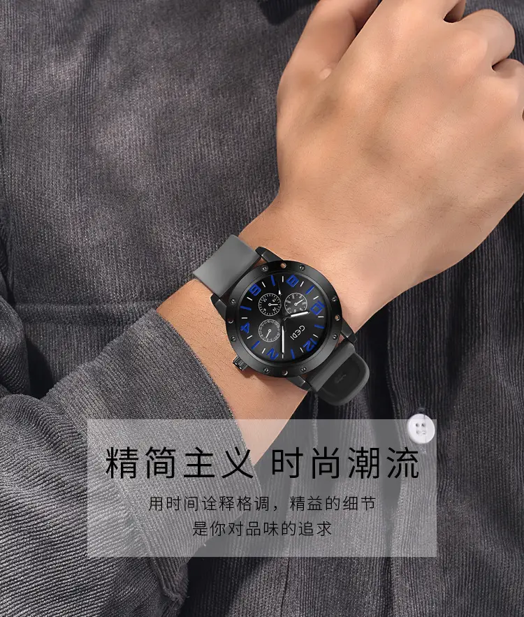 Goldie Men's Black Silicone Sports Watch with Blue Dial — feature 2