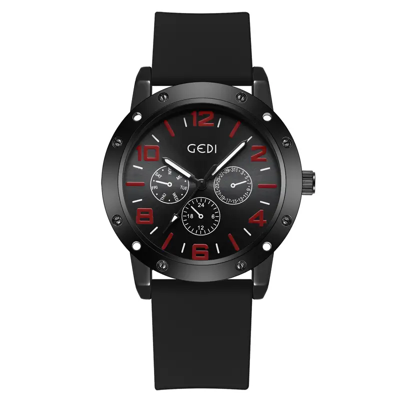 Goldie Men's Black Silicone Sports Watch with Blue Dial