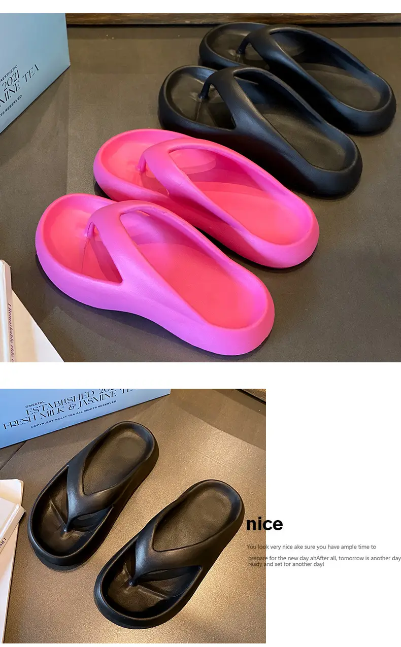 Flip-flops Women's Wholesale Summer Indoor Home Leisure Beach Thick Bottom Sandals Outer Wear Increased Clip Foot Anti-slip — feature 8