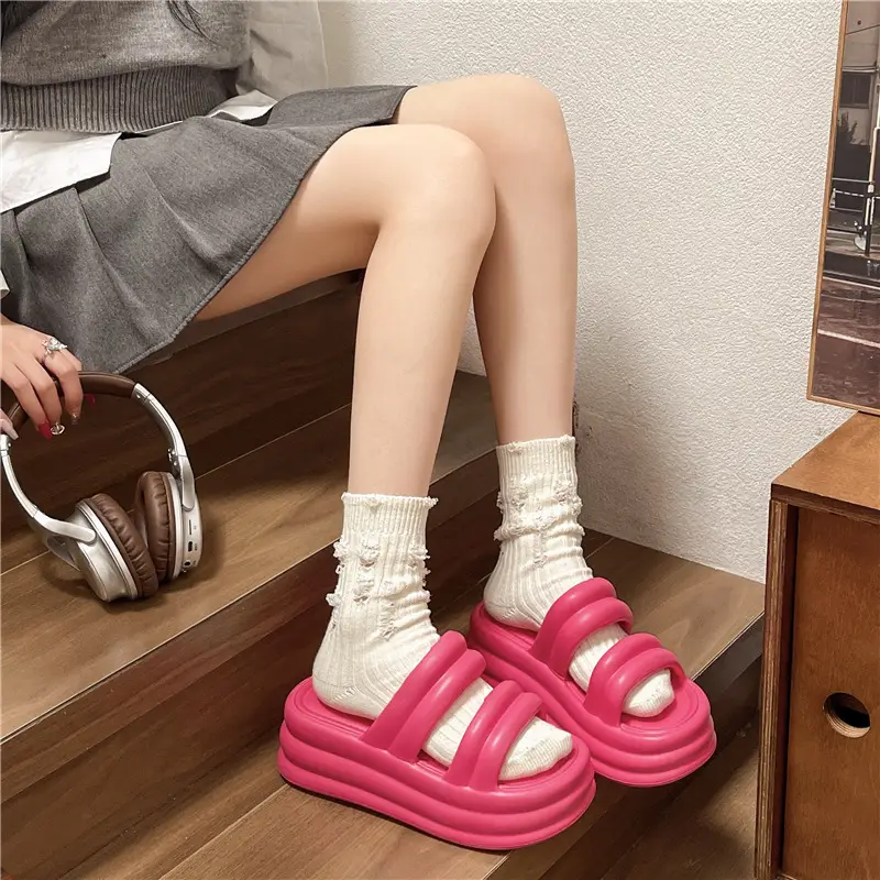 Women White Thick Slide Sandals Summer 2023 - Image 26