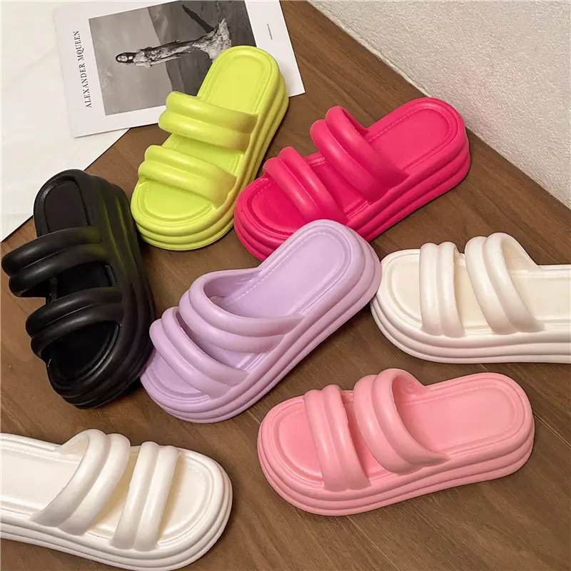 Women White Thick Slide Sandals Summer 2023 - Image 27