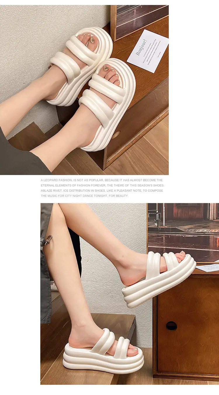 Women White Thick Slide Sandals Summer 2023 — feature 13