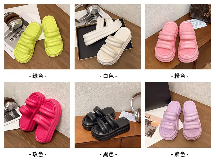 Women White Thick Slide Sandals Summer 2023 — feature 3