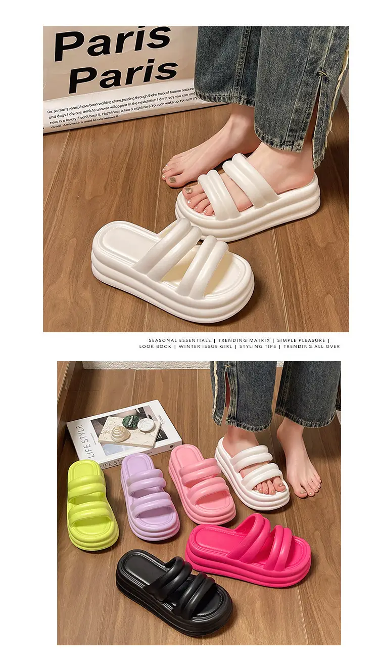 Women White Thick Slide Sandals Summer 2023 — feature 4