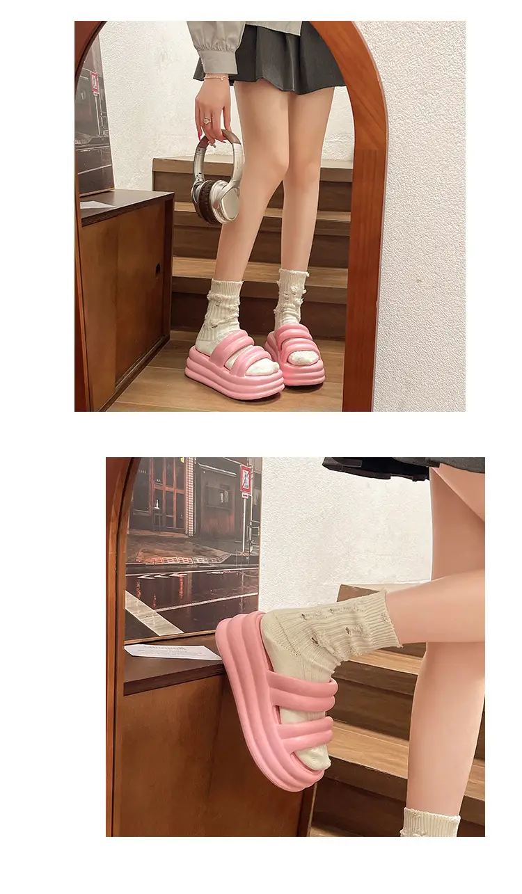 Women White Thick Slide Sandals Summer 2023 — feature 5