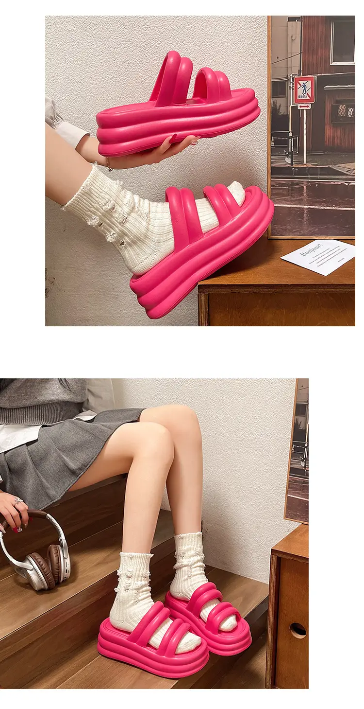 Women White Thick Slide Sandals Summer 2023 — feature 9