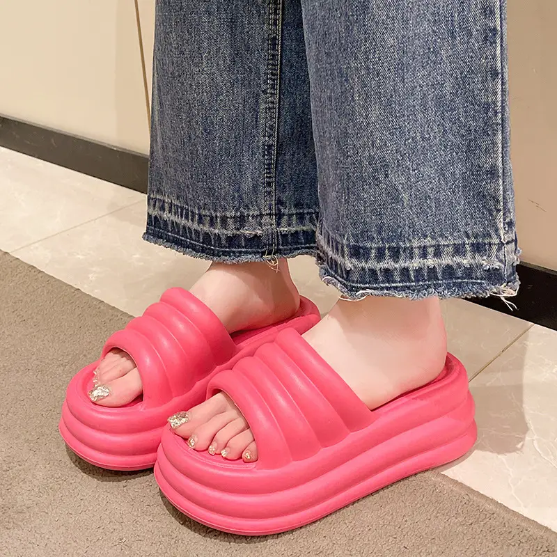 Women White Thick Slide Sandals Summer 2023 - Image 10