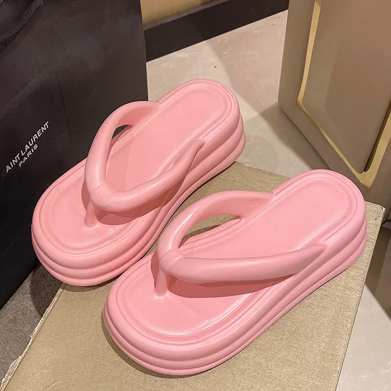 Women White Thick Slide Sandals Summer 2023 - Image 13