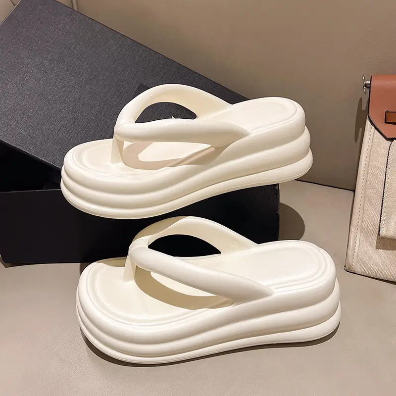 Women White Thick Slide Sandals Summer 2023 - Image 15