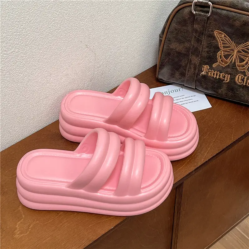 Women White Thick Slide Sandals Summer 2023 - Image 2