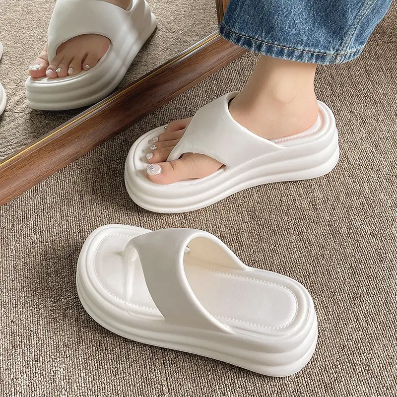 Women White Thick Slide Sandals Summer 2023 - Image 20