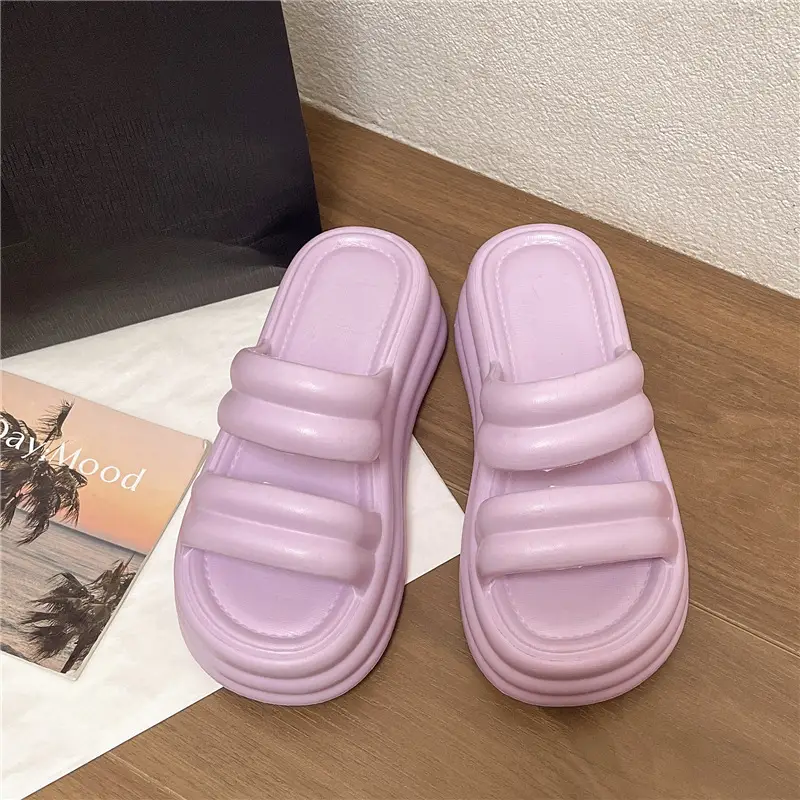 Women White Thick Slide Sandals Summer 2023 - Image 3