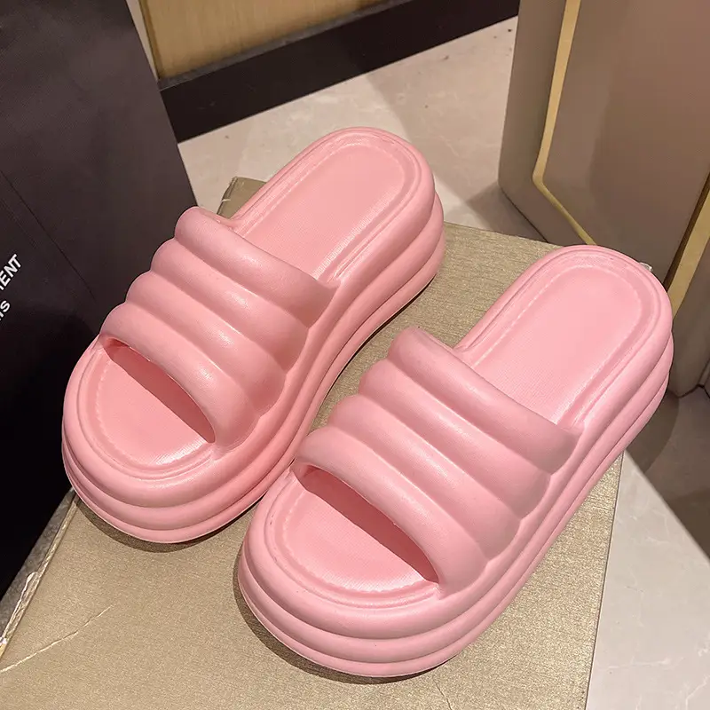 Women White Thick Slide Sandals Summer 2023 - Image 7