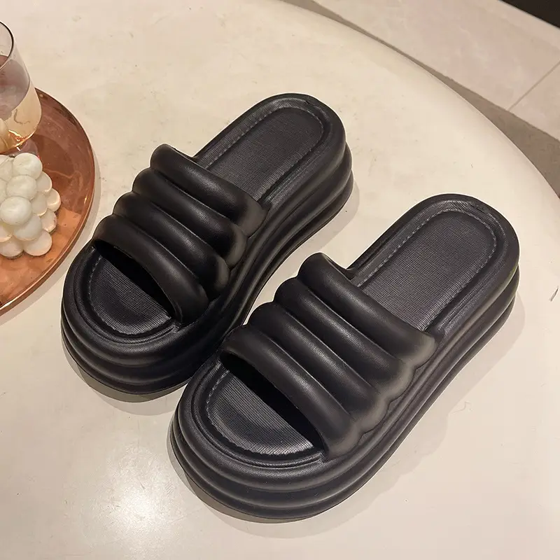 Women White Thick Slide Sandals Summer 2023 - Image 8