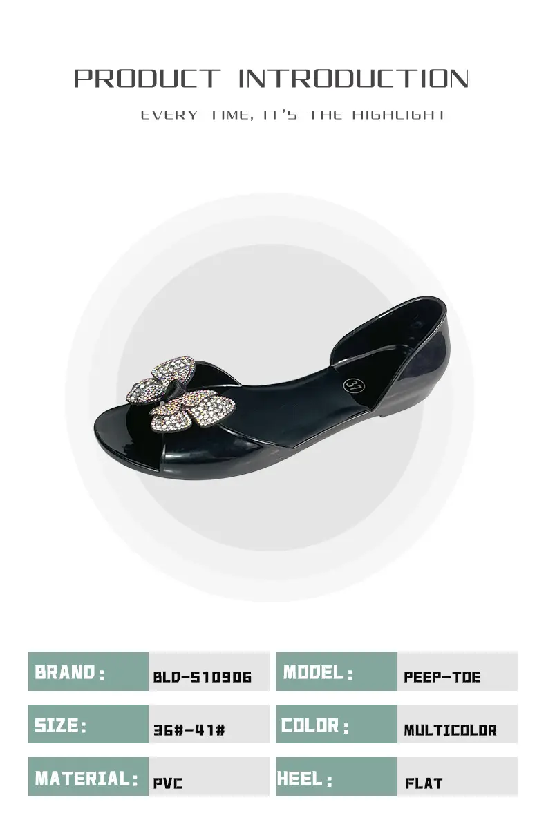 Temu Dropshipping Amazon New Style Peep-Toe Shoes Transparent Women's Flats Rhinestone Crystal Shoes Pvc Casual — feature 3