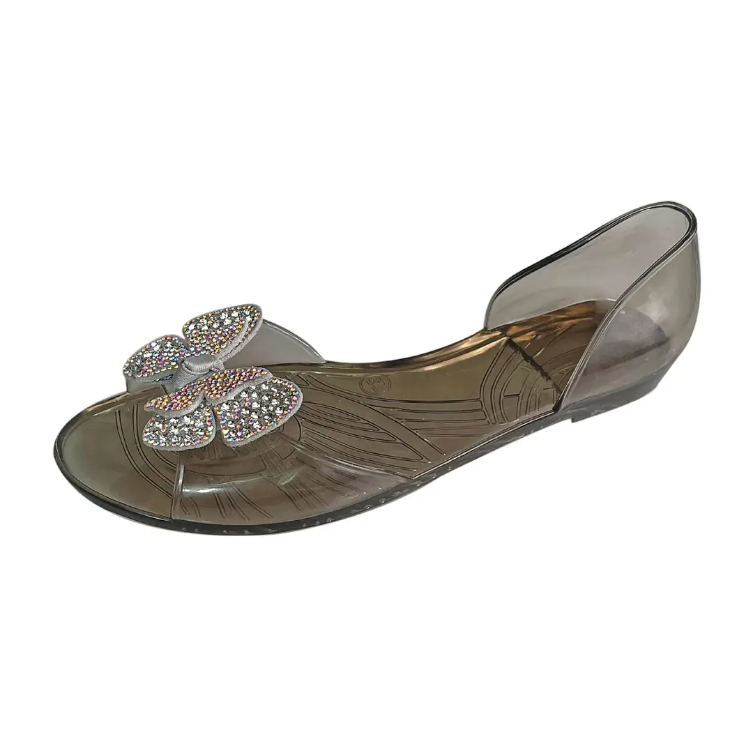 Temu Dropshipping Amazon New Style Peep-Toe Shoes Transparent Women's Flats Rhinestone Crystal Shoes Pvc Casual - Image 3