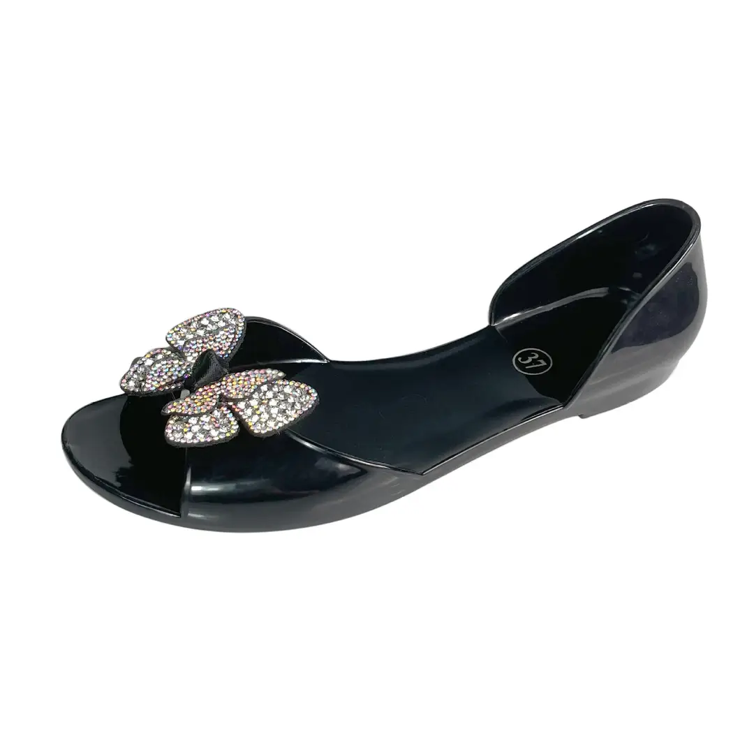 Temu Dropshipping Amazon New Style Peep-Toe Shoes Transparent Women's Flats Rhinestone Crystal Shoes Pvc Casual - Image 5