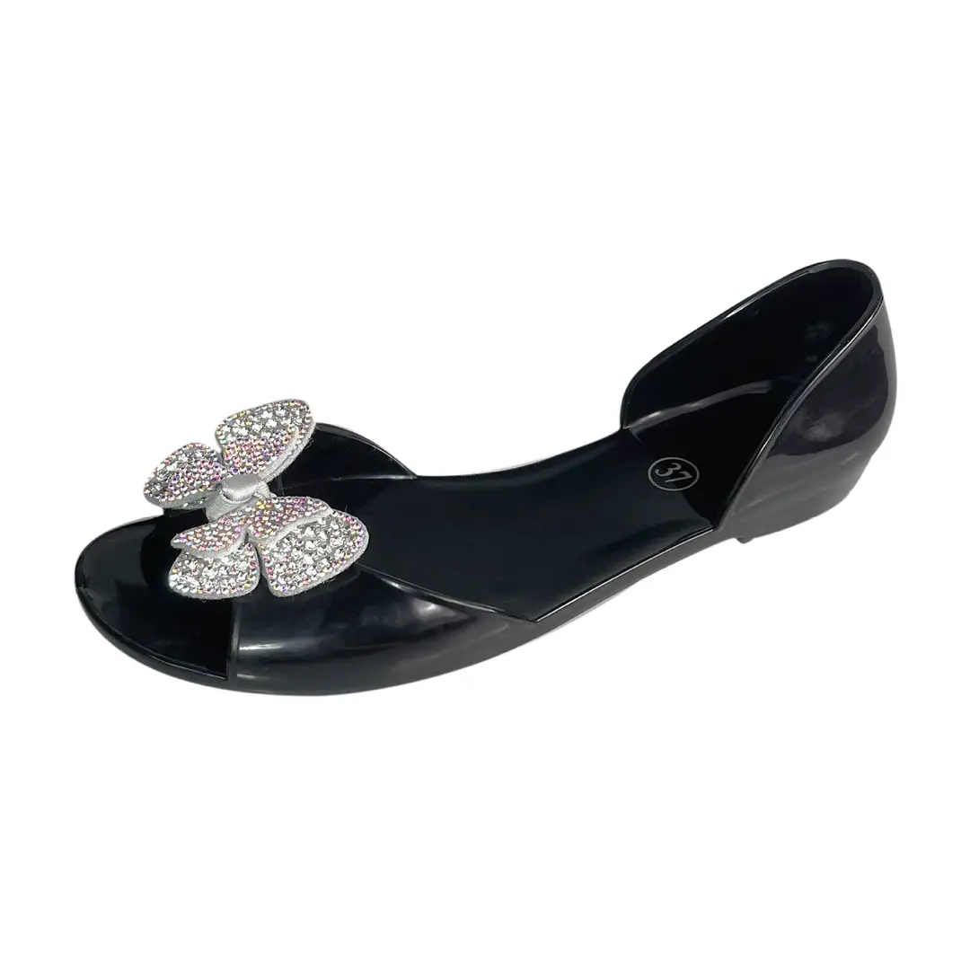 Temu Dropshipping Amazon New Style Peep-Toe Shoes Transparent Women's Flats Rhinestone Crystal Shoes Pvc Casual - Image 6