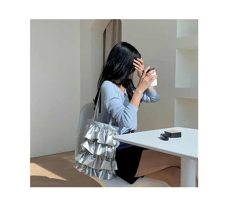 Silver Ruffled Shoulder Bag for Women 2023 — feature 16