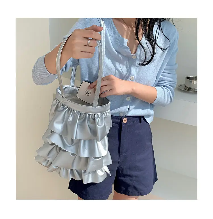 Silver Ruffled Shoulder Bag for Women 2023 — feature 17