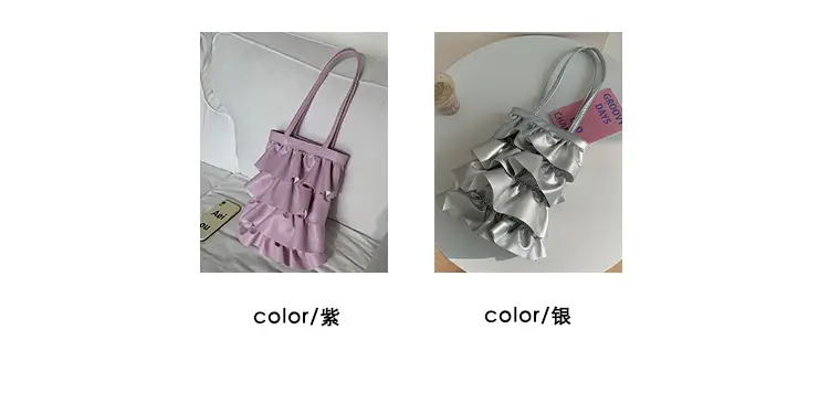Silver Ruffled Shoulder Bag for Women 2023 — feature 3