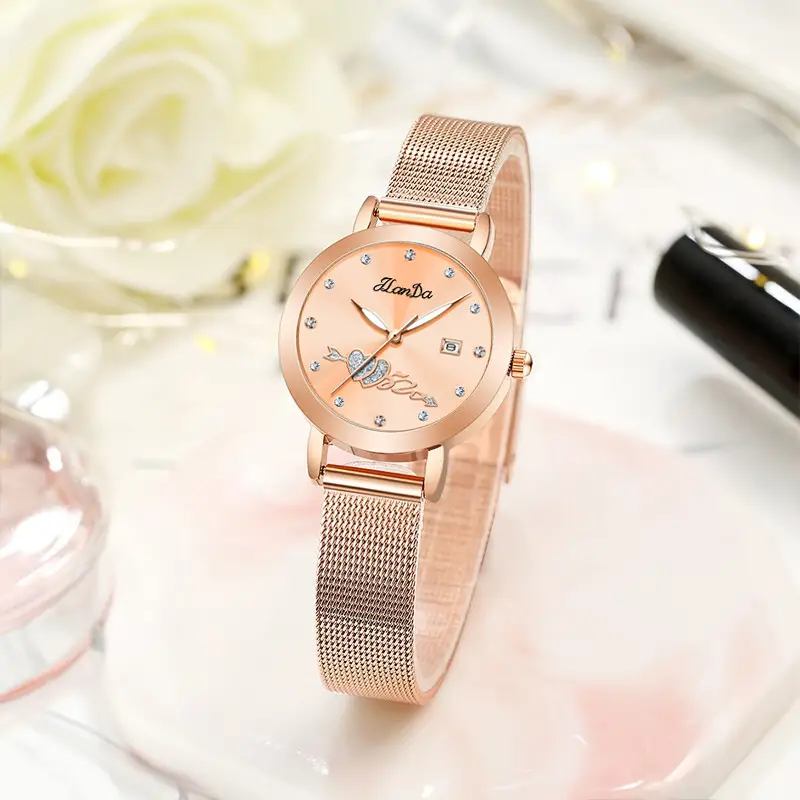 Women's Rose Gold Luminous Watch with Mesh Band - Image 5