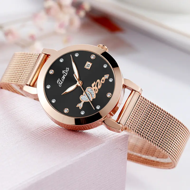 Women's Rose Gold Luminous Watch with Mesh Band - Image 6