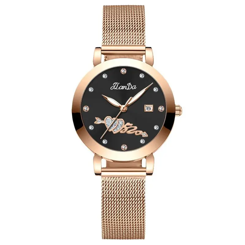 Women's Rose Gold Luminous Watch with Mesh Band - Image 8