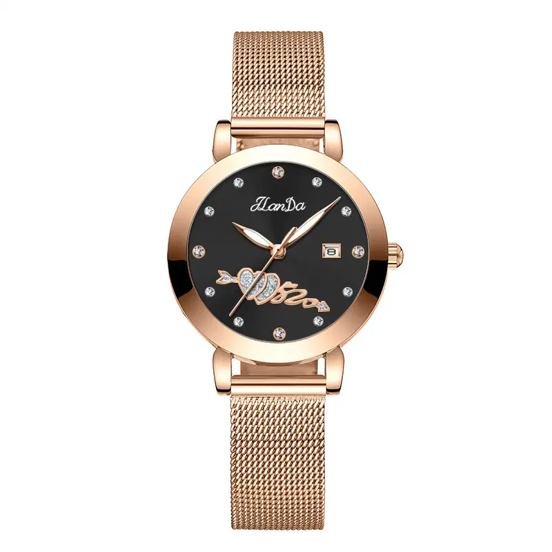 Women's Rose Gold Luminous Watch with Mesh Band - Image 2