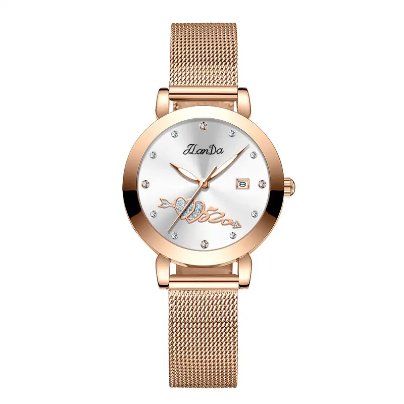 Women's Rose Gold Luminous Watch with Mesh Band - Image 3