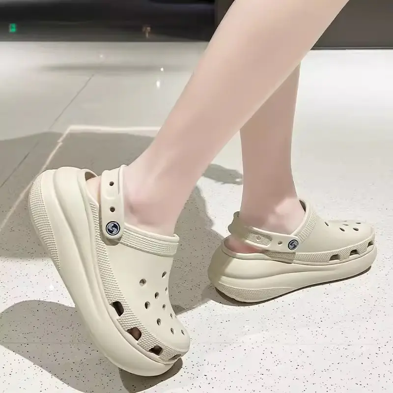 Women White Puff Hole Sandals Summer - Image 10