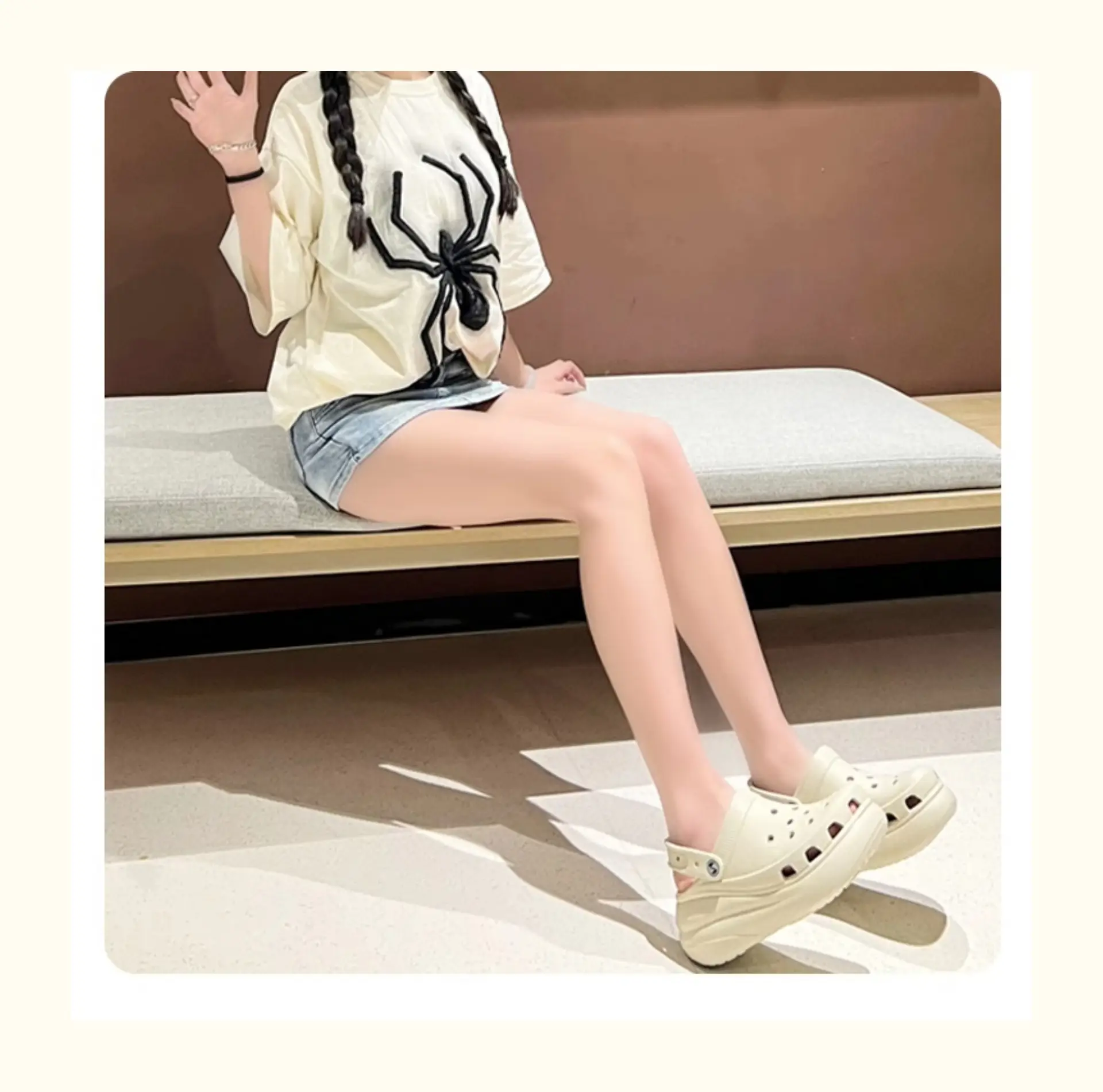 Women White Puff Hole Sandals Summer — feature 23