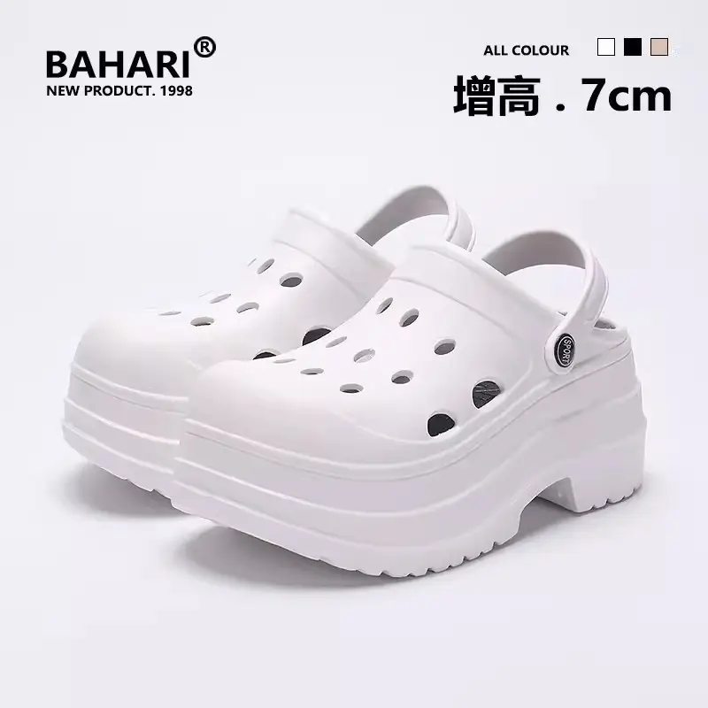 Women White Puff Hole Sandals Summer - Image 5