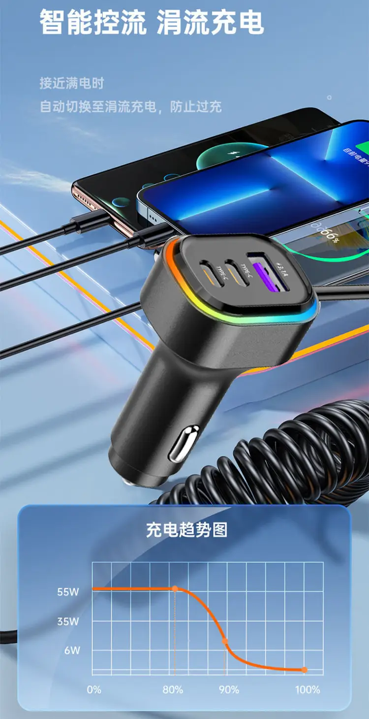 3-in-1 Car Phone Charger with USB-C & Lightning — feature 7