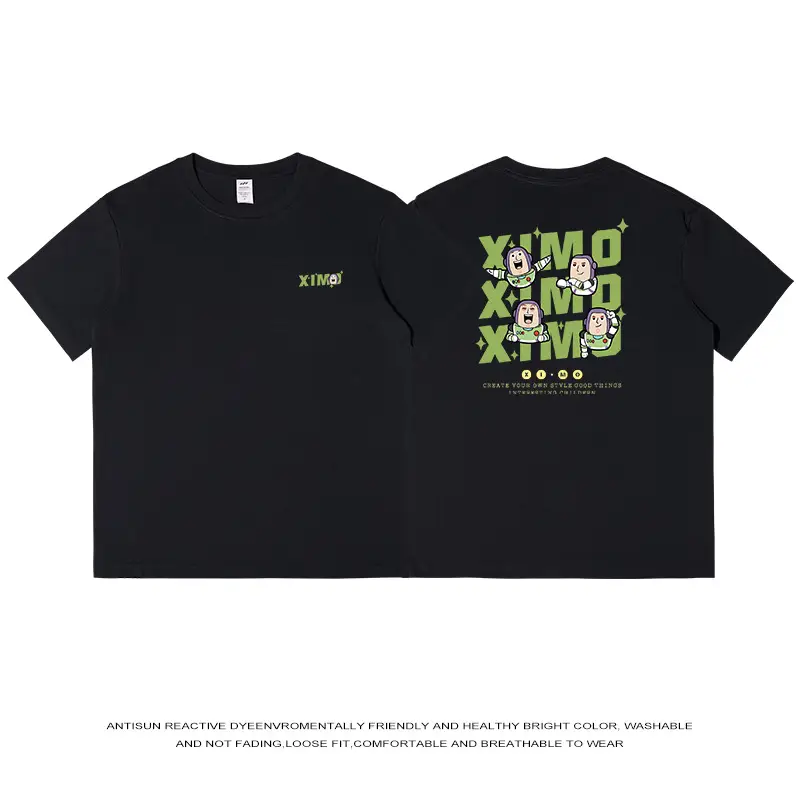 Men Printed Short Sleeve T-Shirt Grey 230g Cotton