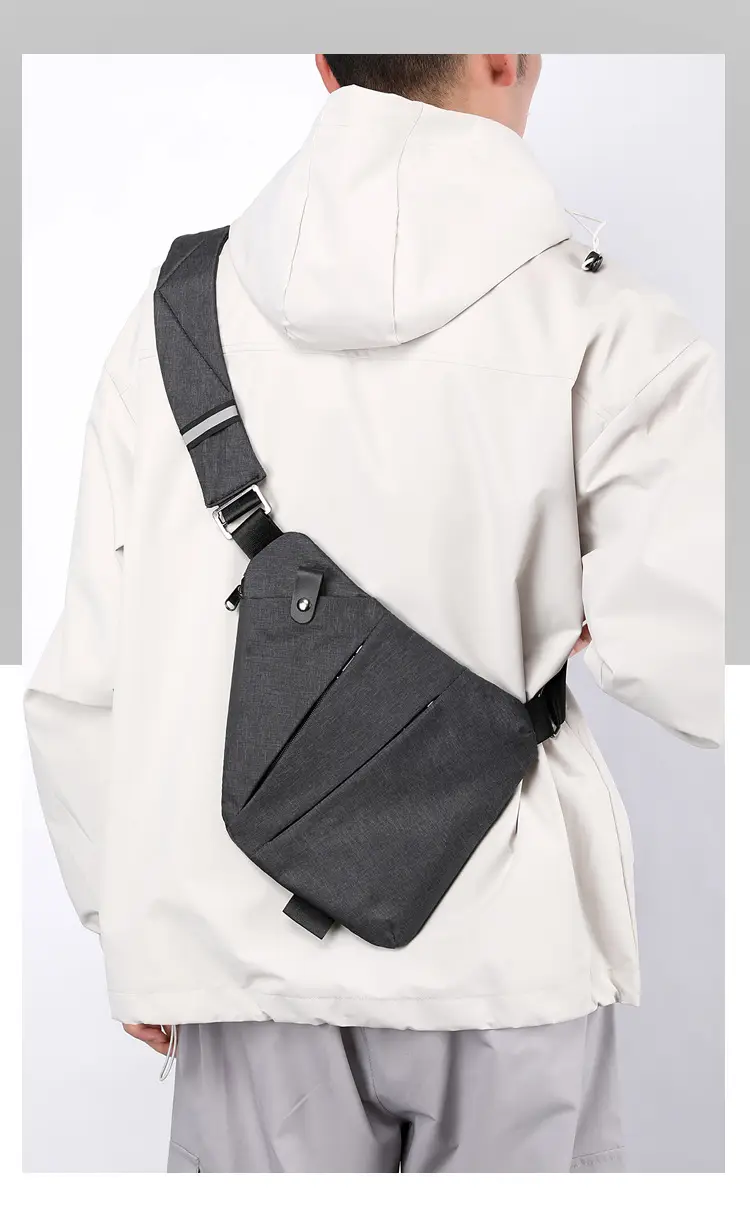 Pink Anti-Theft Crossbody Chest Bag for Men — feature 11
