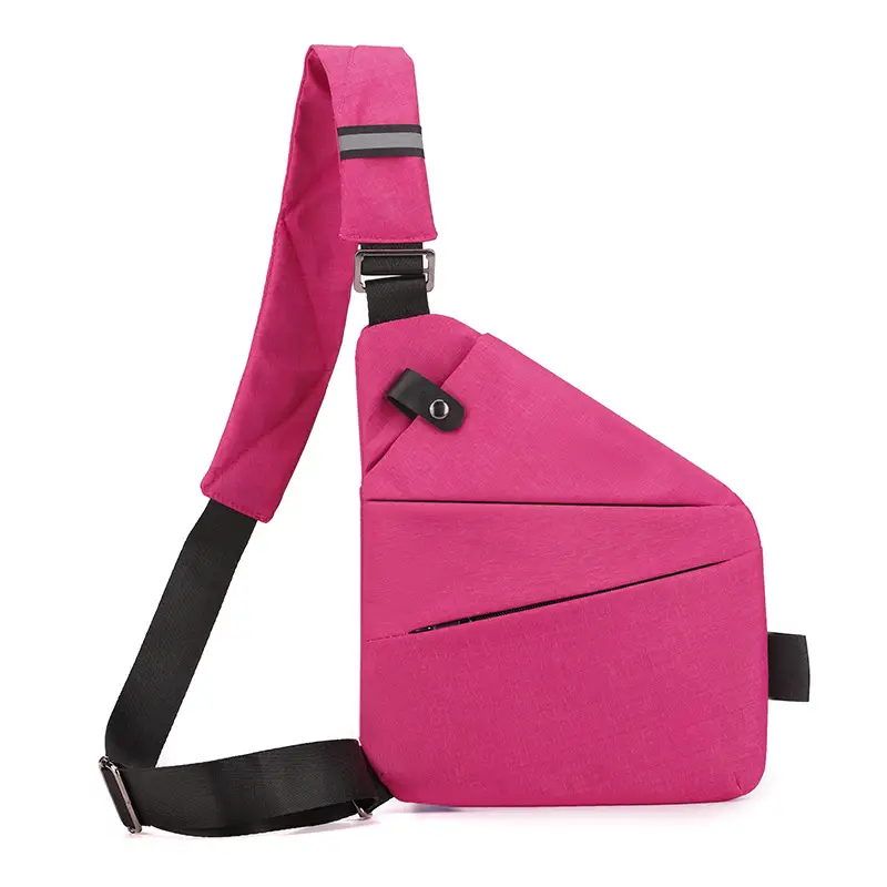 Pink Anti-Theft Crossbody Chest Bag for Men