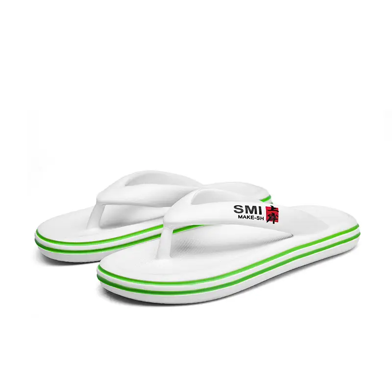 Men's White Orange Angle Open Toe Slippers