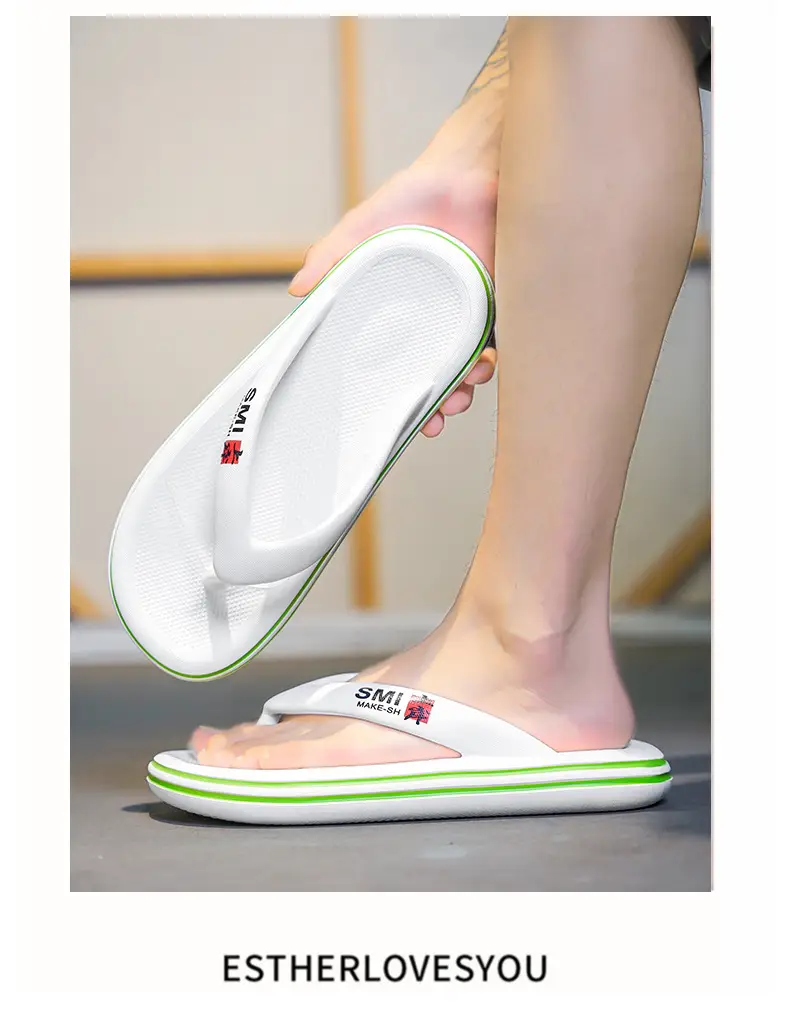 Men's White Orange Angle Open Toe Slippers — feature 11