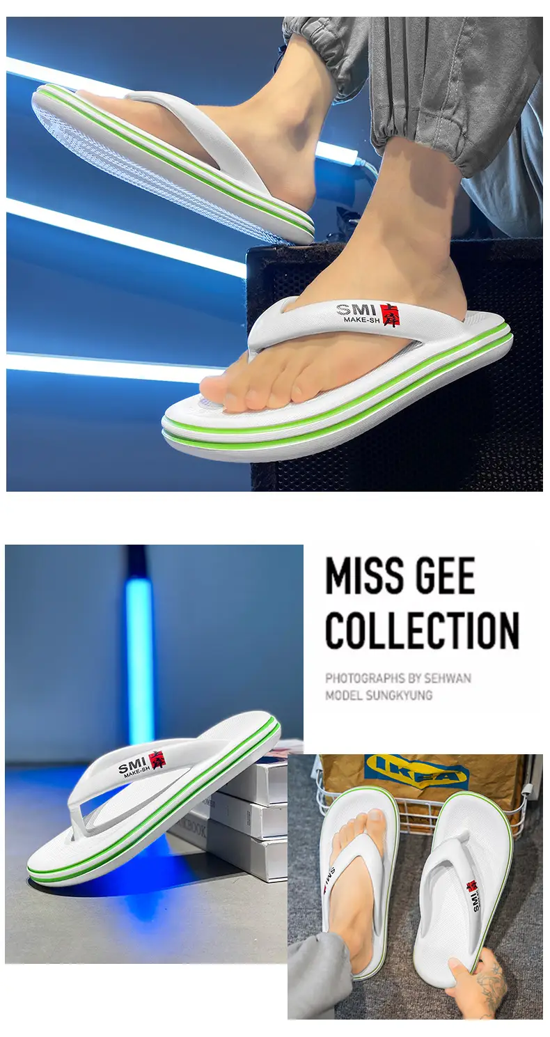 Men's White Orange Angle Open Toe Slippers — feature 12
