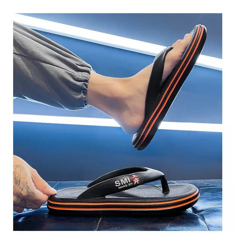 Men's White Orange Angle Open Toe Slippers — feature 13
