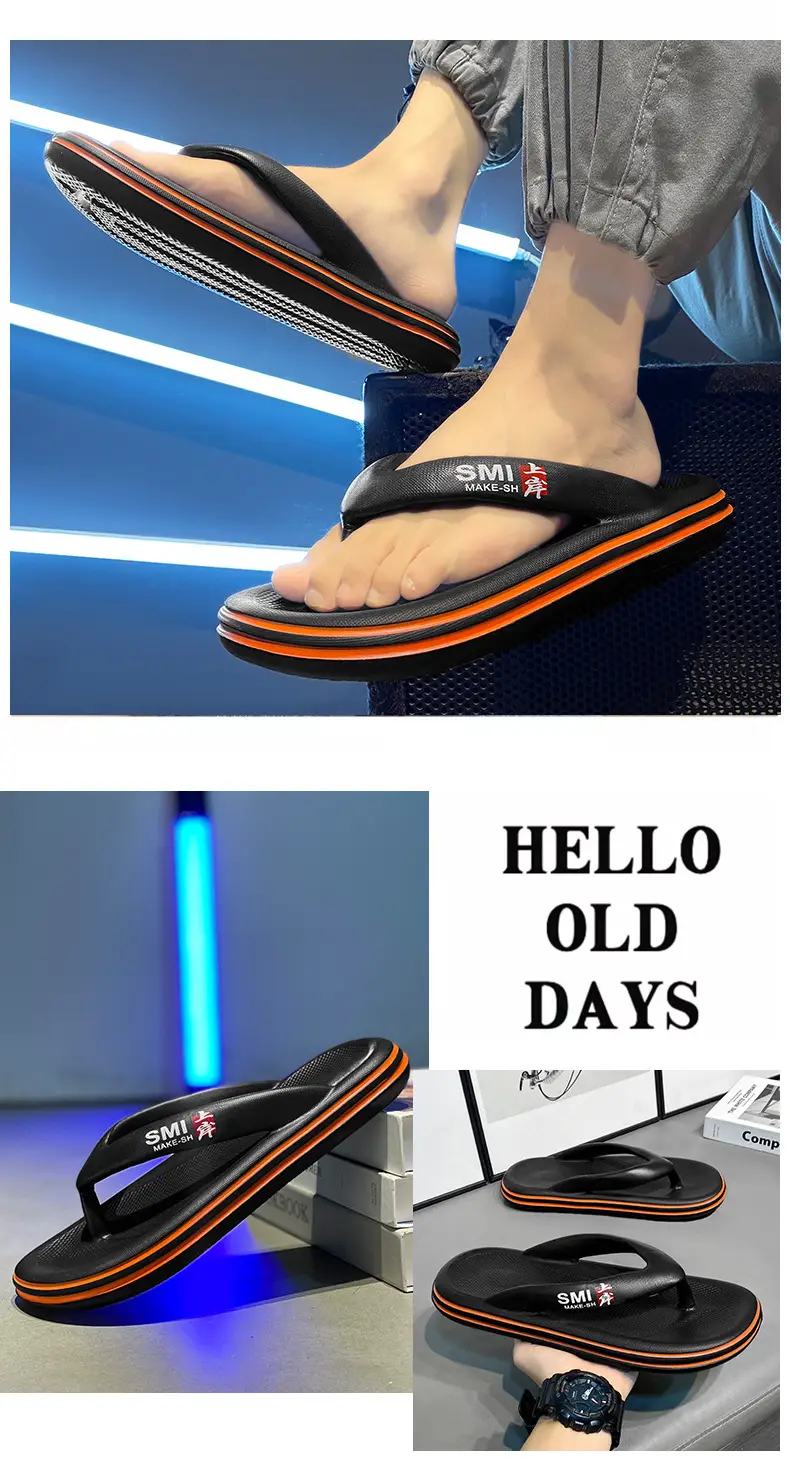 Men's White Orange Angle Open Toe Slippers — feature 15