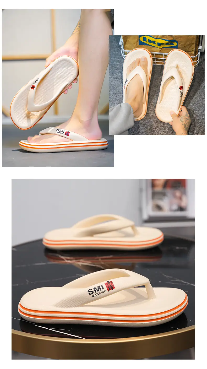 Men's White Orange Angle Open Toe Slippers — feature 18