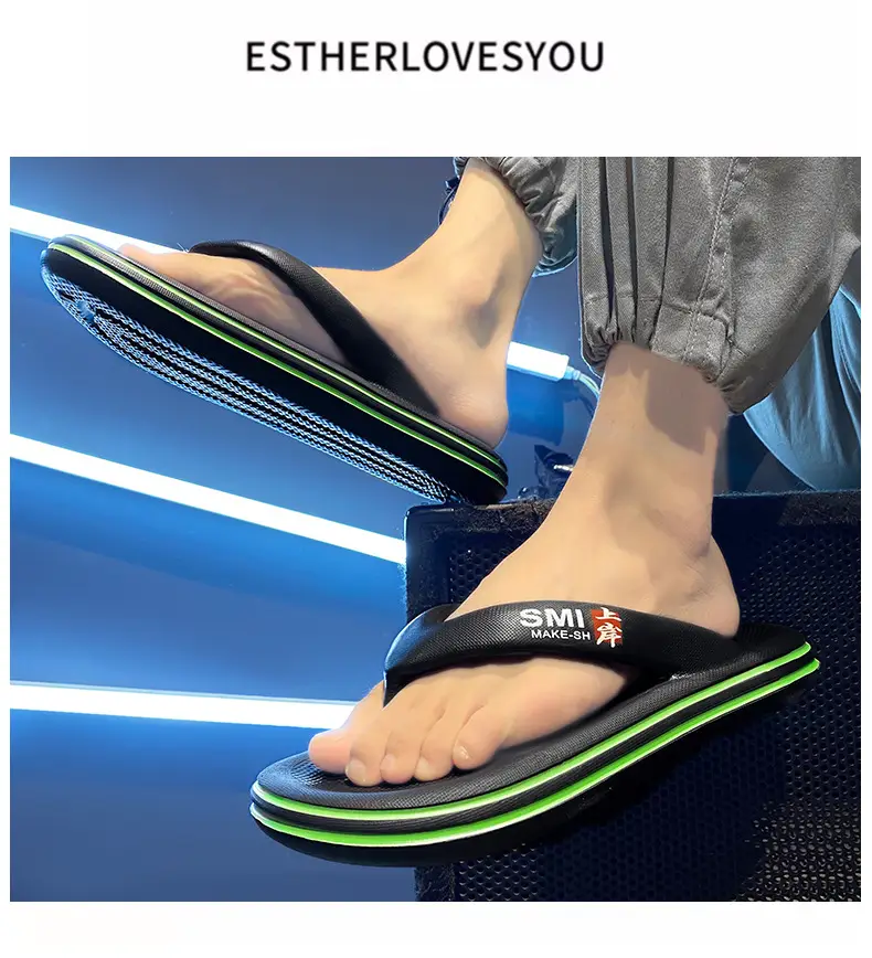 Men's White Orange Angle Open Toe Slippers — feature 8