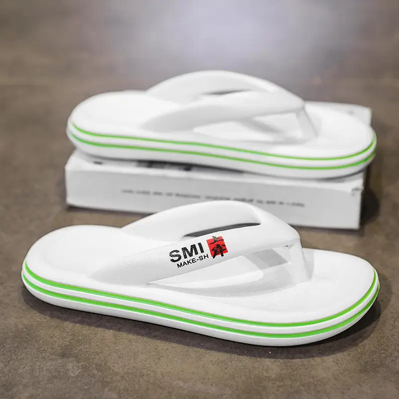 Men's White Orange Angle Open Toe Slippers