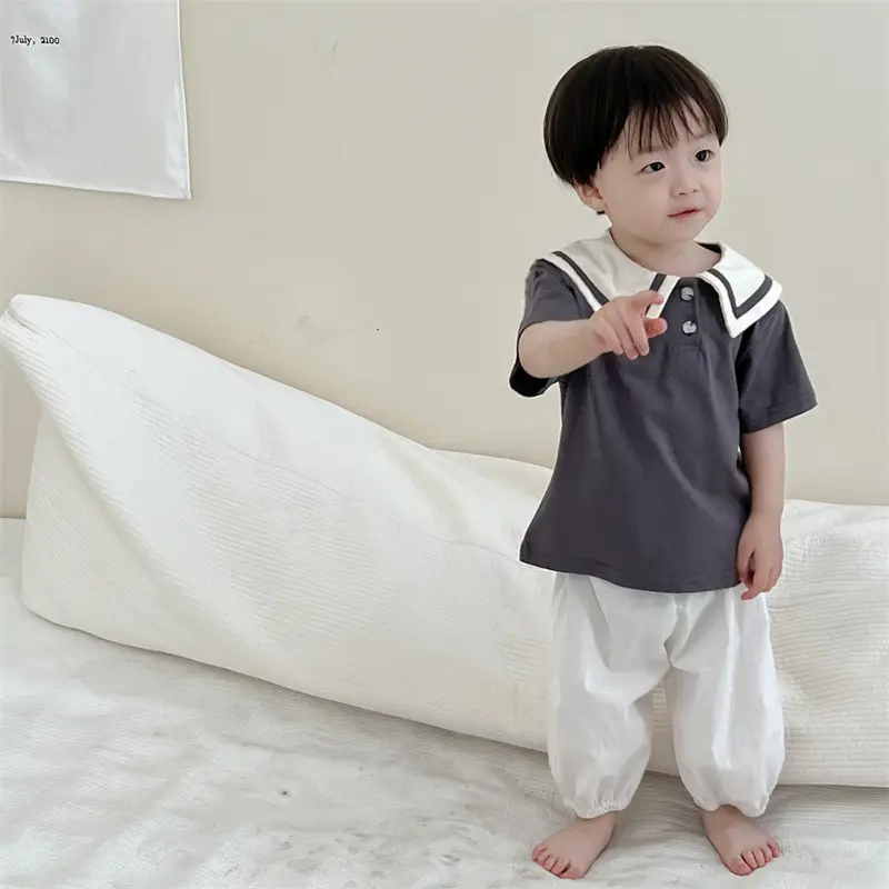 Boys' Thin Korean Style Lapp T-Shirt Anti-Mosquito Pants Set - Image 3
