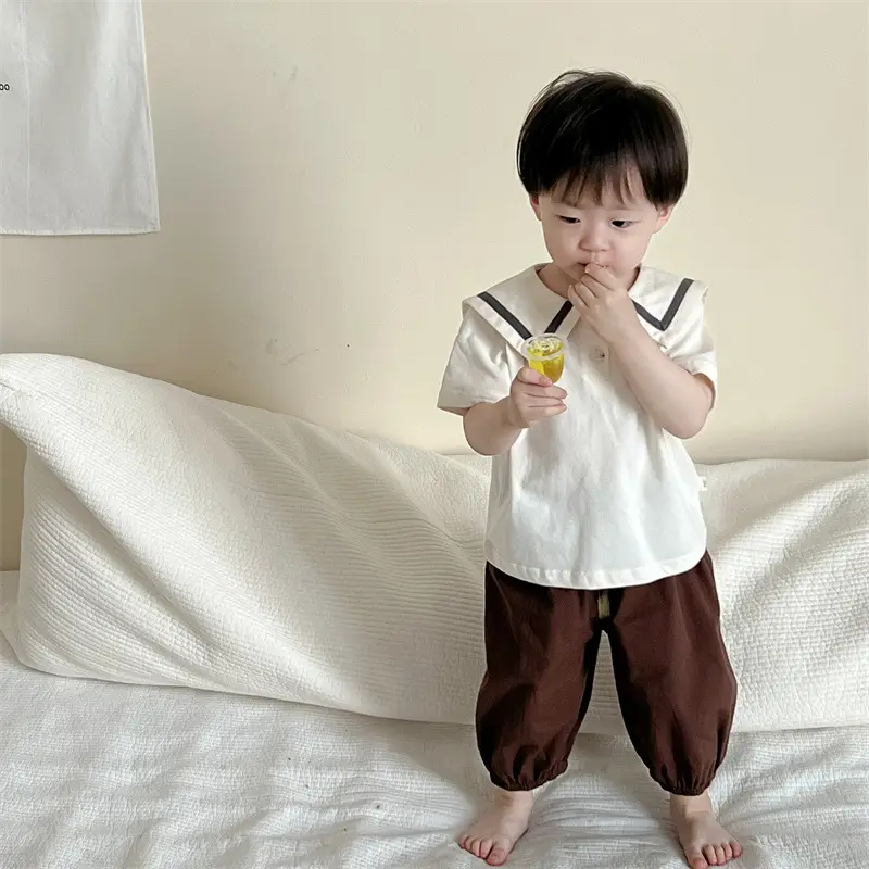 Baby's Brown Loose Summer T-shirt Suit — feature 6