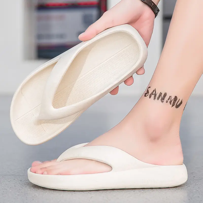 EVA New Summer Flip-Flops Men's Thick Bottom Increased Non-Slip Wear-Resistant Sandals Beach Fashion Solid Color Slippers